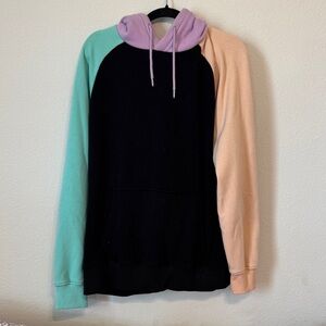 Trendy Colorblock Hoodie - Black, Mint, Peach, and Lavender